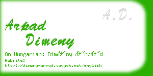 arpad dimeny business card